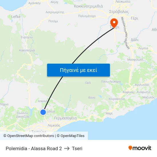 Polemidia - Alassa Road 2 to Tseri map