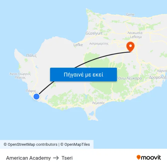 American Academy to Tseri map