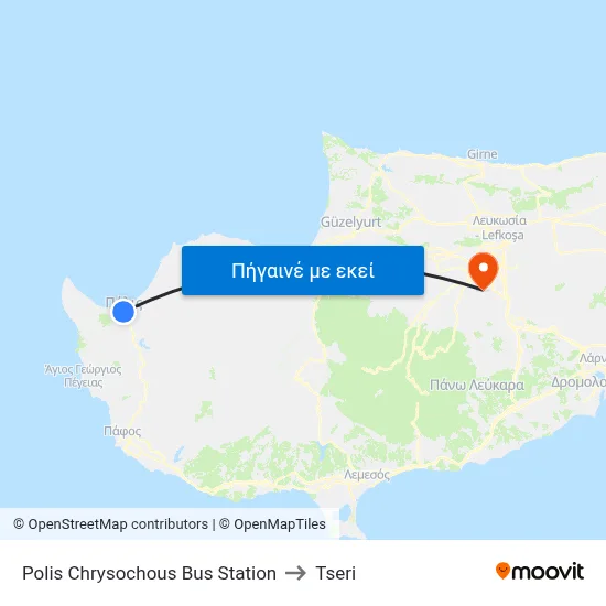 Polis Chrysochous Bus Station to Tseri map