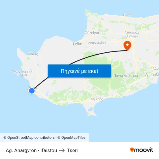 Ag. Anargyron - Ifaistou to Tseri map