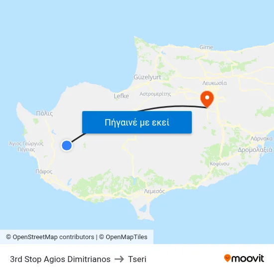 3rd Stop Agios Dimitrianos to Tseri map