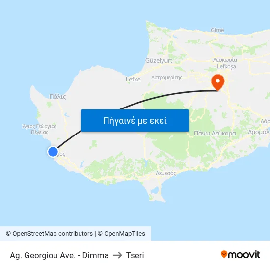 Ag. Georgiou Ave. - Dimma to Tseri map