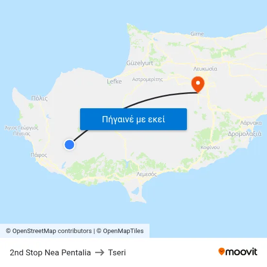 2nd Stop Nea Pentalia to Tseri map