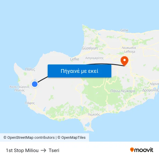 1st Stop Miliou to Tseri map