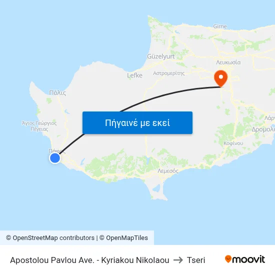 Apostolou Pavlou Ave. - Kyriakou Nikolaou to Tseri map