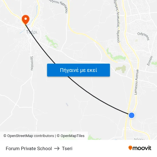 Forum Private School to Tseri map