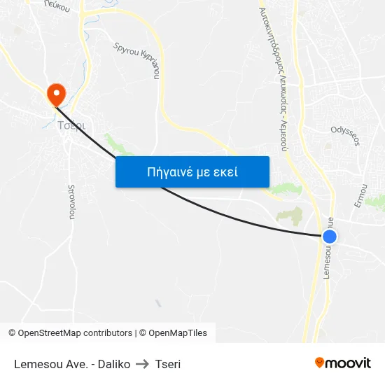 Lemesou Ave. - Daliko to Tseri map