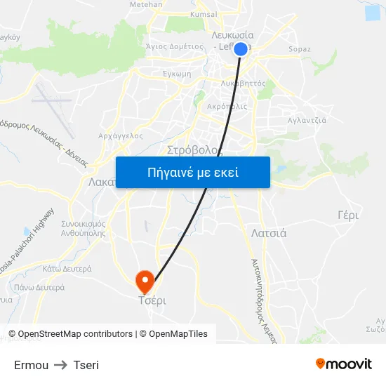 Ermou to Tseri map