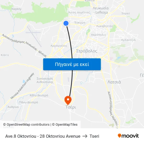 Ave.8 Oktovriou - 28 Oktovriou Avenue to Tseri map
