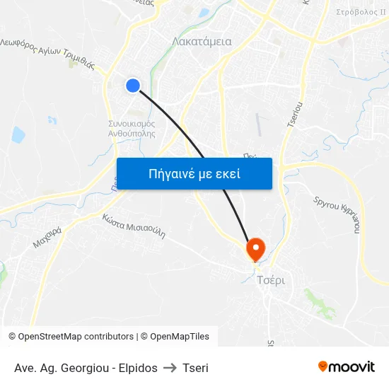Ave. Ag. Georgiou - Elpidos to Tseri map