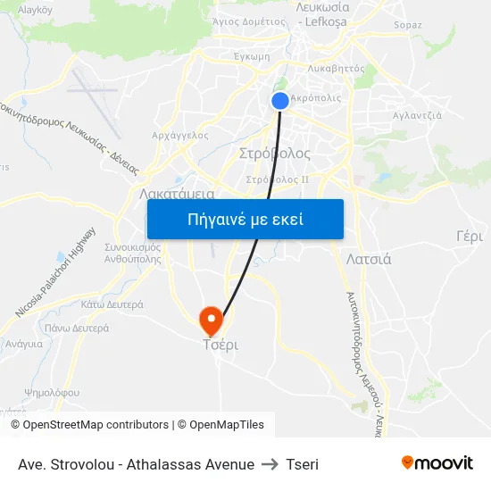 Ave. Strovolou - Athalassas Avenue to Tseri map