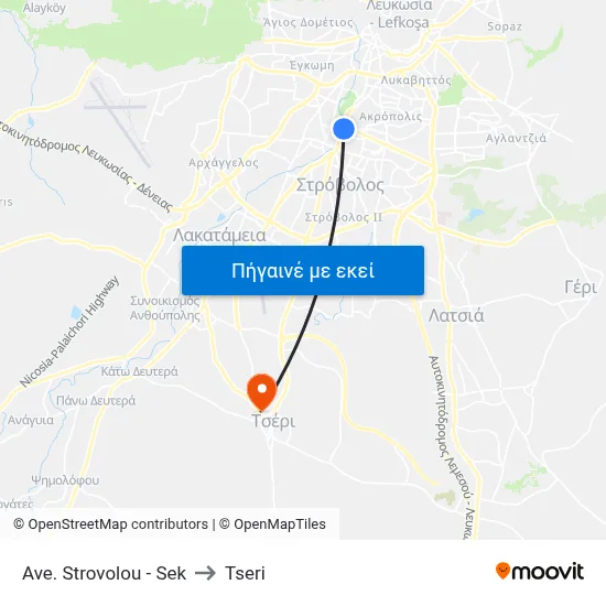 Ave. Strovolou - Sek to Tseri map