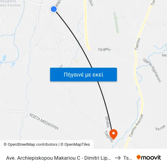 Ave. Arch. Makariou C - Dimitri Liperti to Tseri map