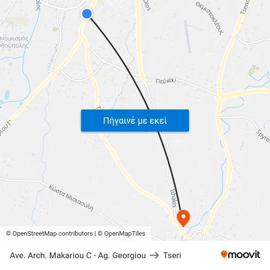 Ave. Arch. Makariou C - Ag. Georgiou to Tseri map