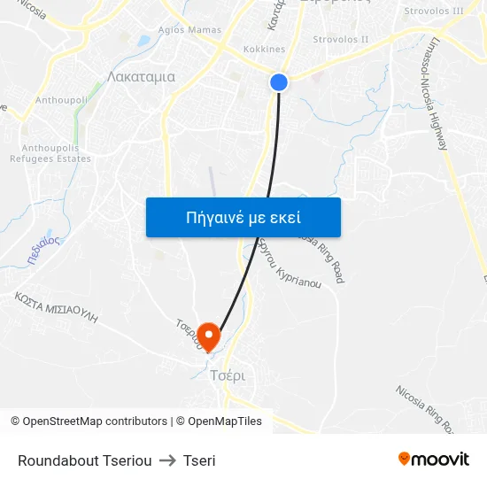 Roundabout Tseriou to Tseri map