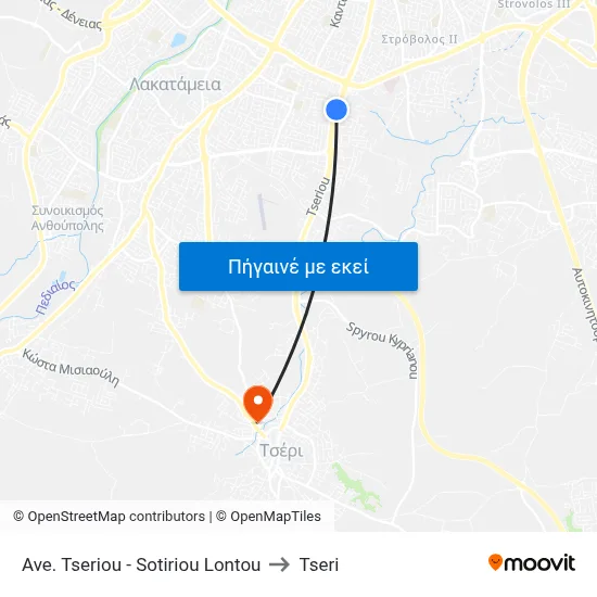 Ave. Tseriou - Sotiriou Lontou to Tseri map