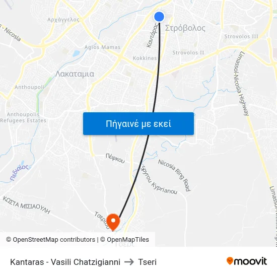 Kantaras - Vasili Chatzigianni to Tseri map