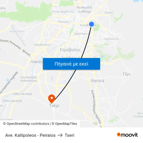 Ave. Kallipoleos - Peiraios to Tseri map