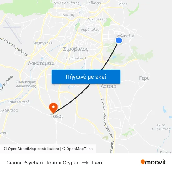 Gianni Psychari - Ioanni Grypari to Tseri map