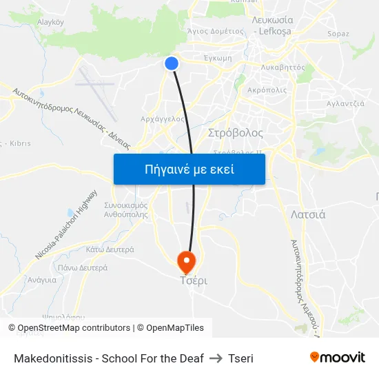 Makedonitissis - School For the Deaf to Tseri map