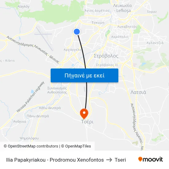 Ilia Papakyriakou - Prodromou Xenofontos to Tseri map