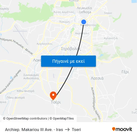 Archiep. Makariou III Ave. - Iras to Tseri map