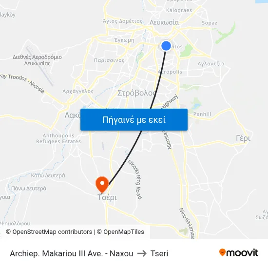 Archiep. Makariou III Ave. - Naxou to Tseri map