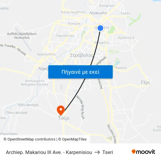 Archiep. Makariou III Ave. - Karpenisiou to Tseri map