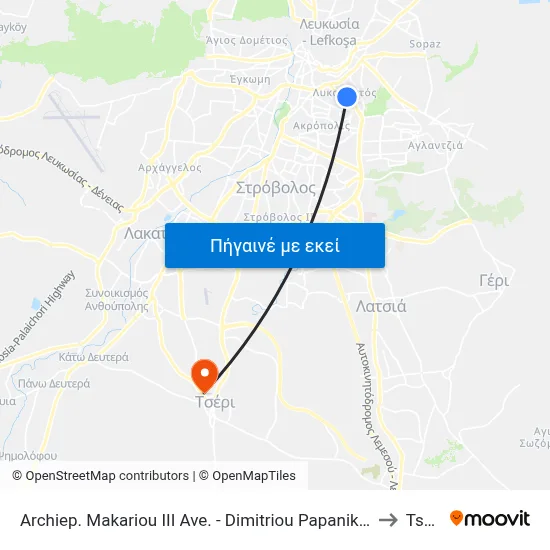Archiep. Makariou III Ave. - Dimitriou Papanikoli to Tseri map