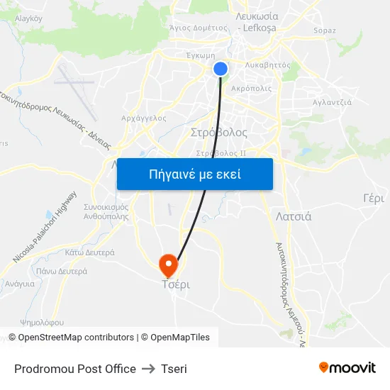 Prodromou Post Office to Tseri map