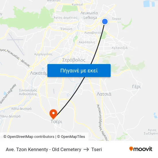 Ave. Tzon Kennenty - Old Cemetery to Tseri map