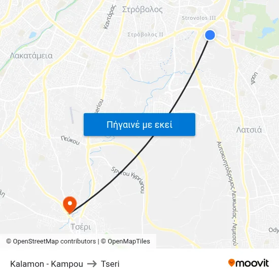Kalamon - Kampou to Tseri map