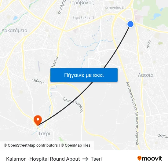 Kalamon -Hospital Round About to Tseri map