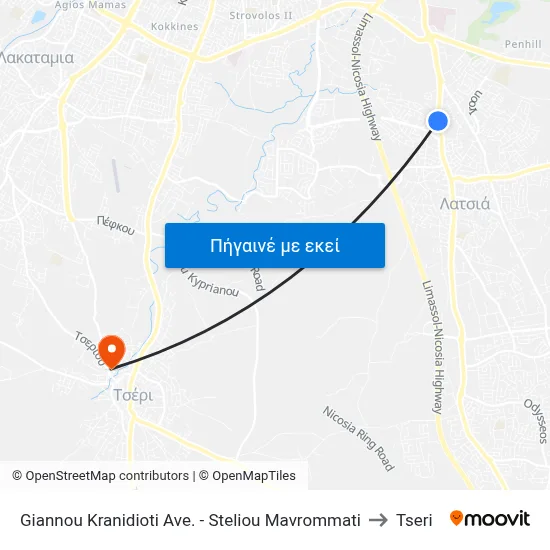Giannou Kranidioti Ave. - Steliou Mavrommati to Tseri map