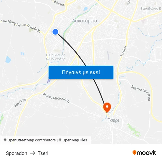 Sporadon to Tseri map