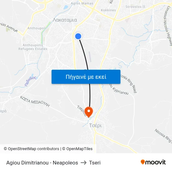 Ag. Dimitrianou - Neapoleos to Tseri map