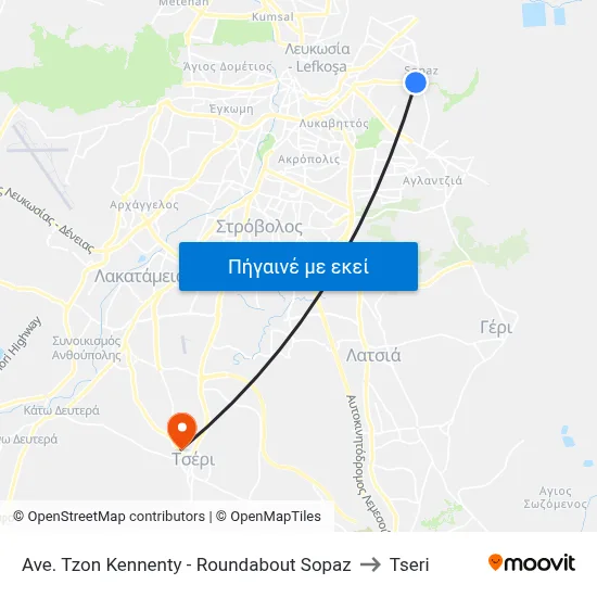 Ave. Tzon Kennenty - Roundabout Sopaz to Tseri map