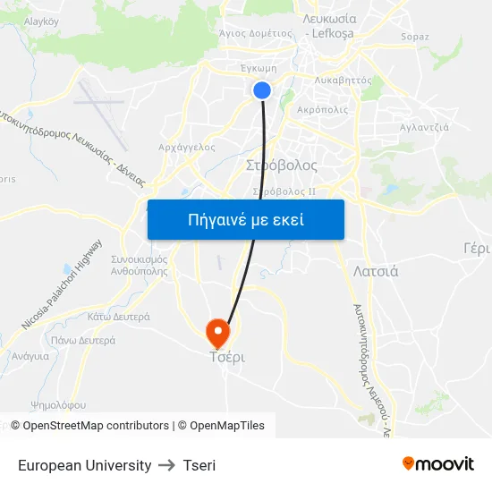 European University to Tseri map