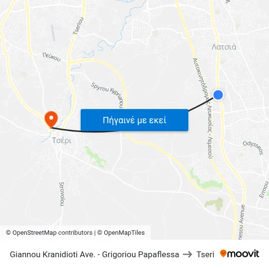 Giannou Kranidioti Ave. - Grigoriou Papaflessa to Tseri map