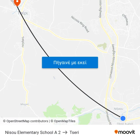 Nisou Elementary School A 2 to Tseri map