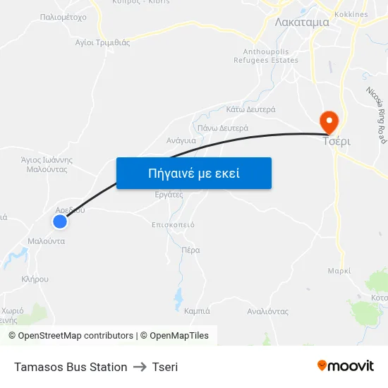 Tamasos Bus Station to Tseri map