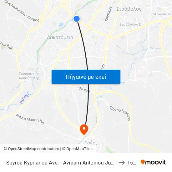 Spyrou Kyprianou Ave. - Avraam Antoniou Jumbo to Tseri map