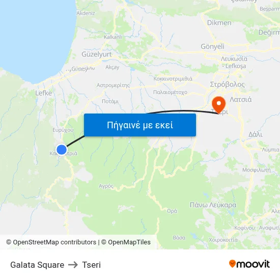 Galata Square to Tseri map