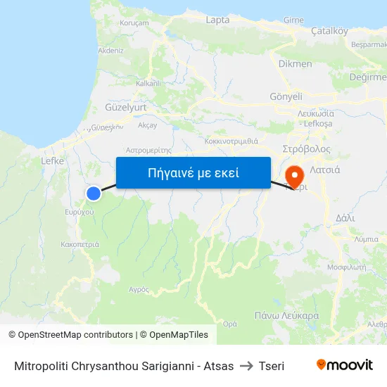 Mitropoliti Chrysanthou Sarigianni - Atsas to Tseri map