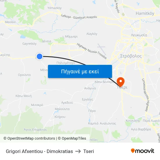 Grigori Afxentiou - Dimokratias to Tseri map