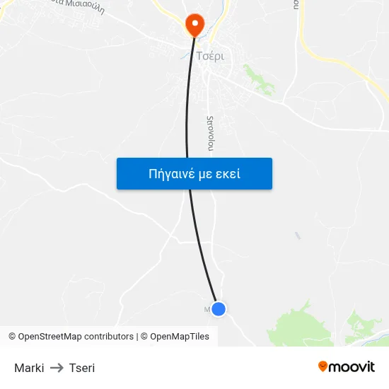 Marki to Tseri map