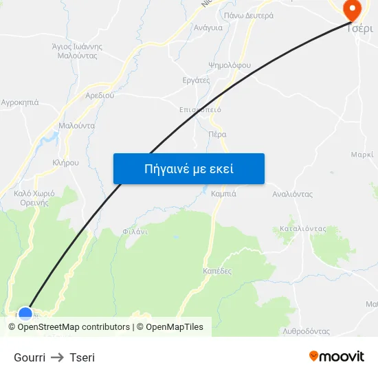 Gourri to Tseri map