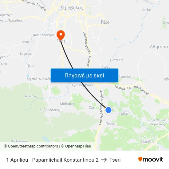 1 Apriliou - Papamiichail Konstantinou 2 to Tseri map