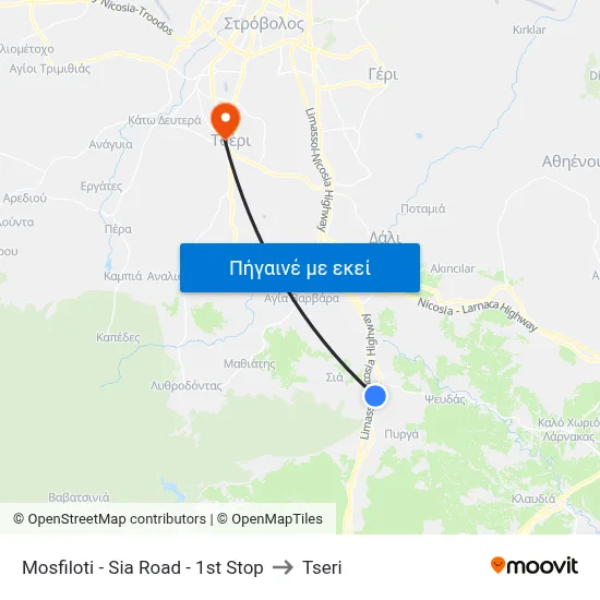 Mosfiloti - Sia Road - 1st Stop to Tseri map