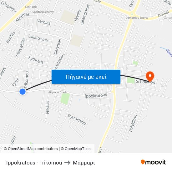 Ippokratous - Trikomou to Μαμμαρι map